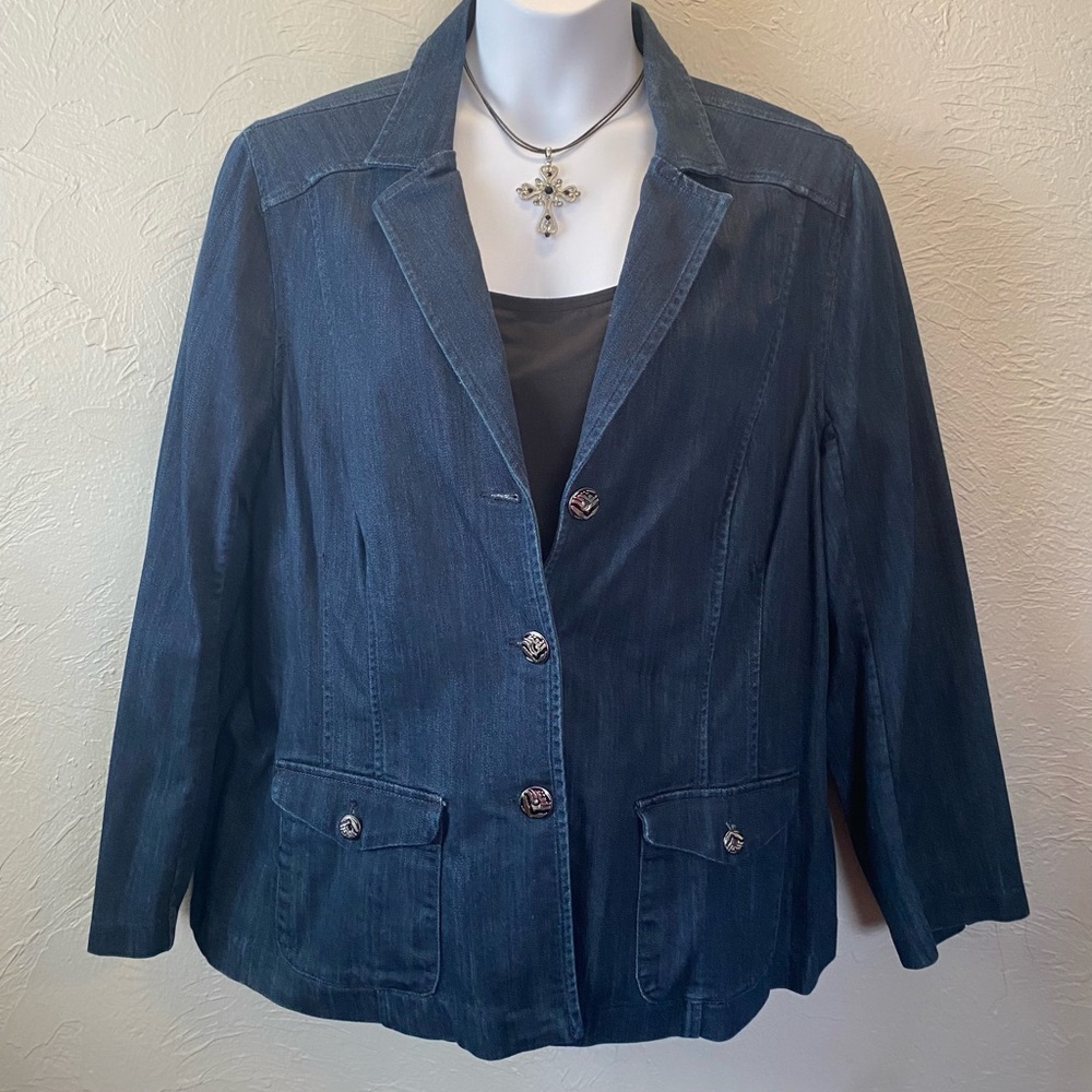 Dana Buchman Women’s Tailored Dark Denim Blazer/Jacket 2X - Picture 11 of 12